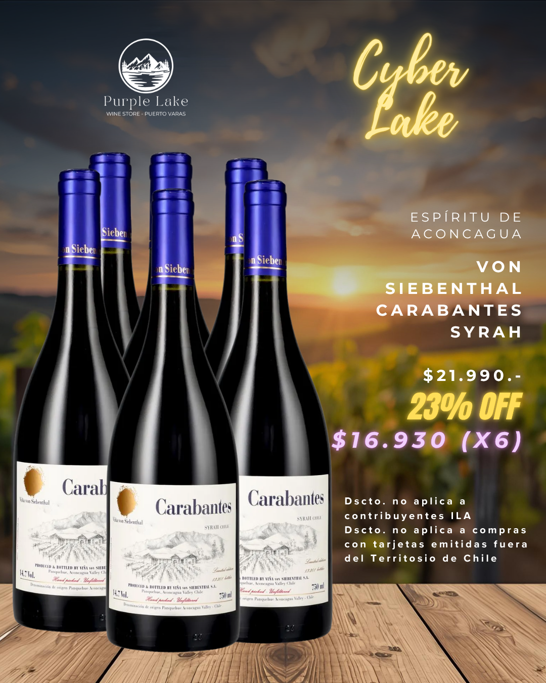 Von Siebenthal Carabantes Syrah Premium 2023 750cc (Caja Cyber Lake)